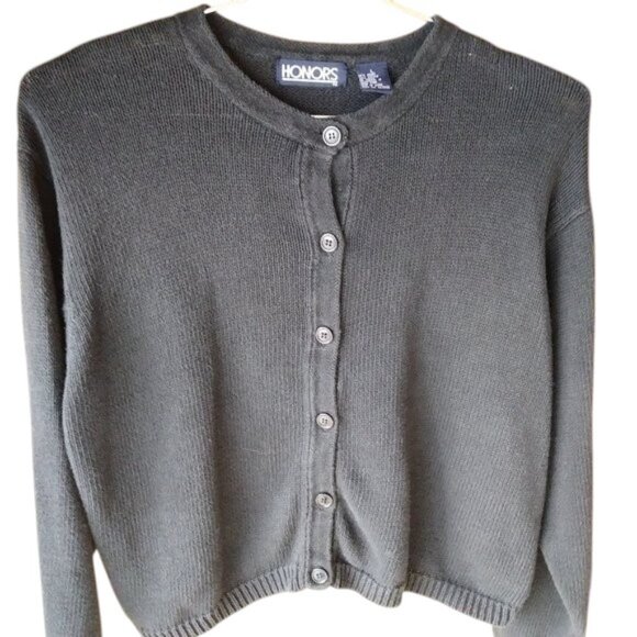 HONORS Button Down Black Sweater - Picture 1 of 6